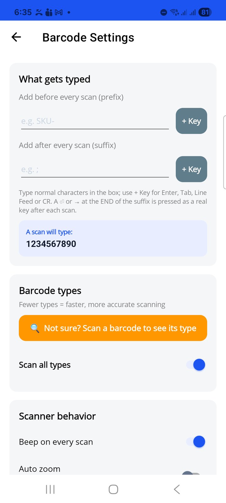 Prefix, suffix and the live preview