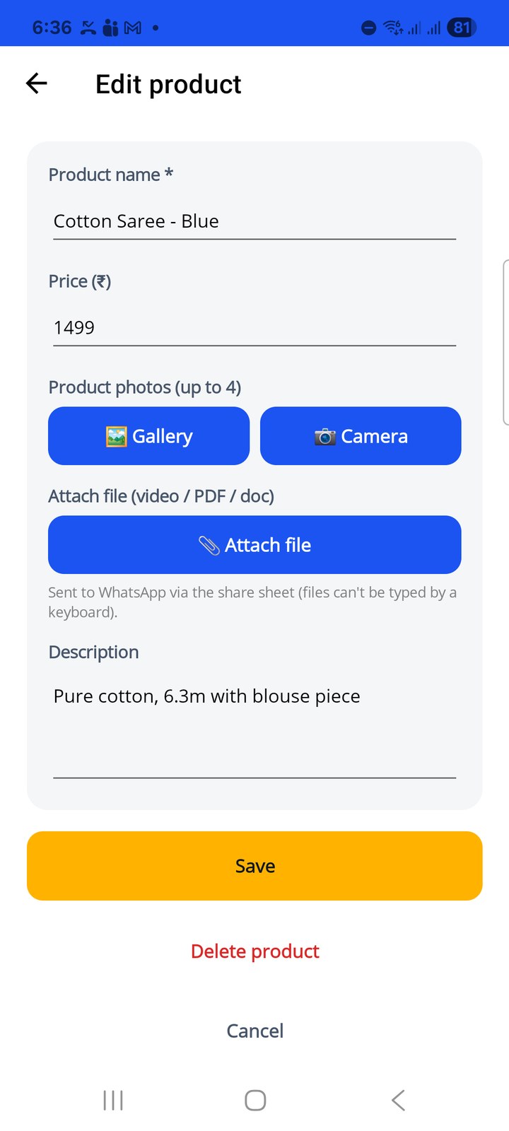 Edit product