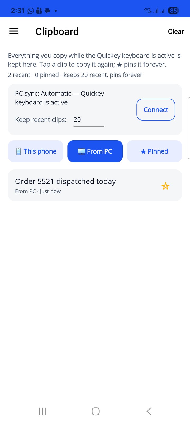From PC tab
