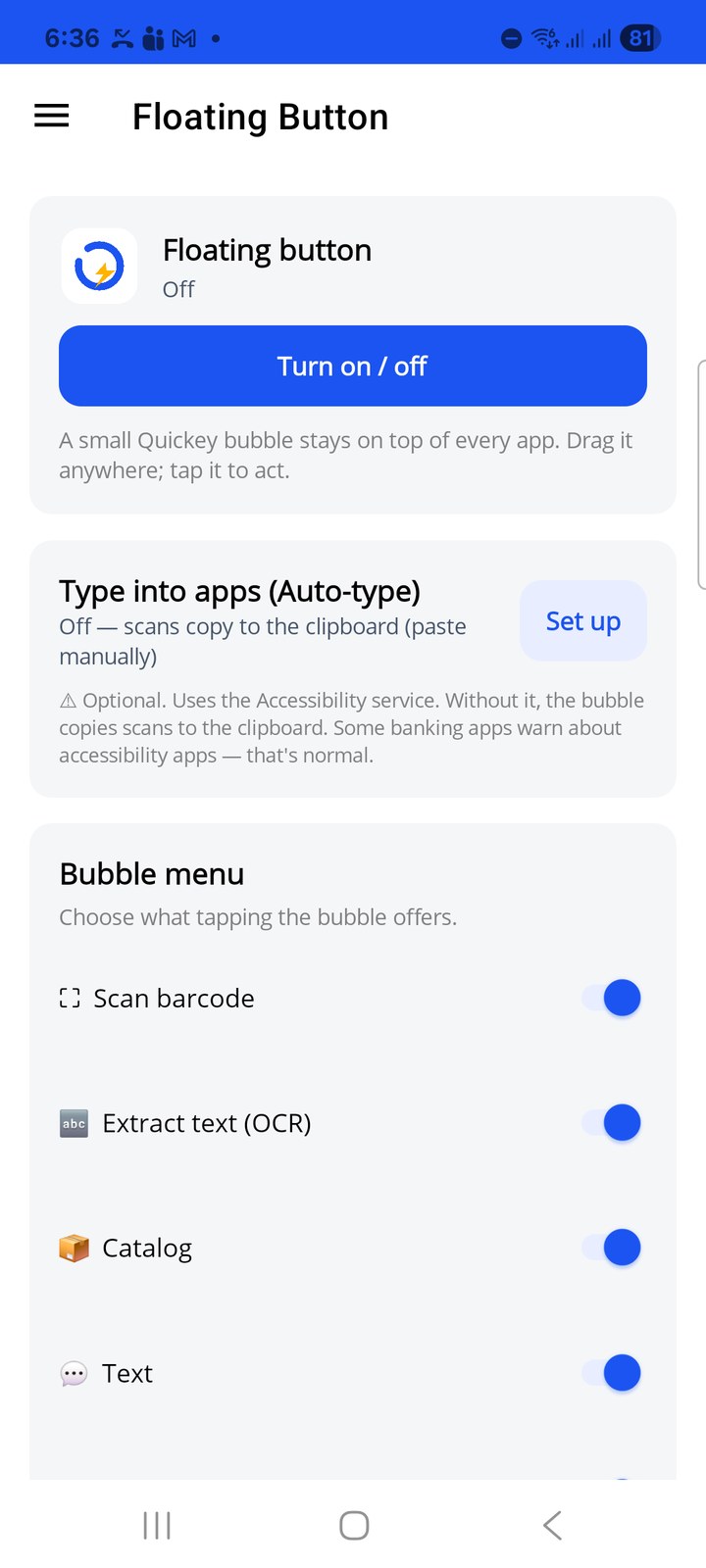 Floating Button page