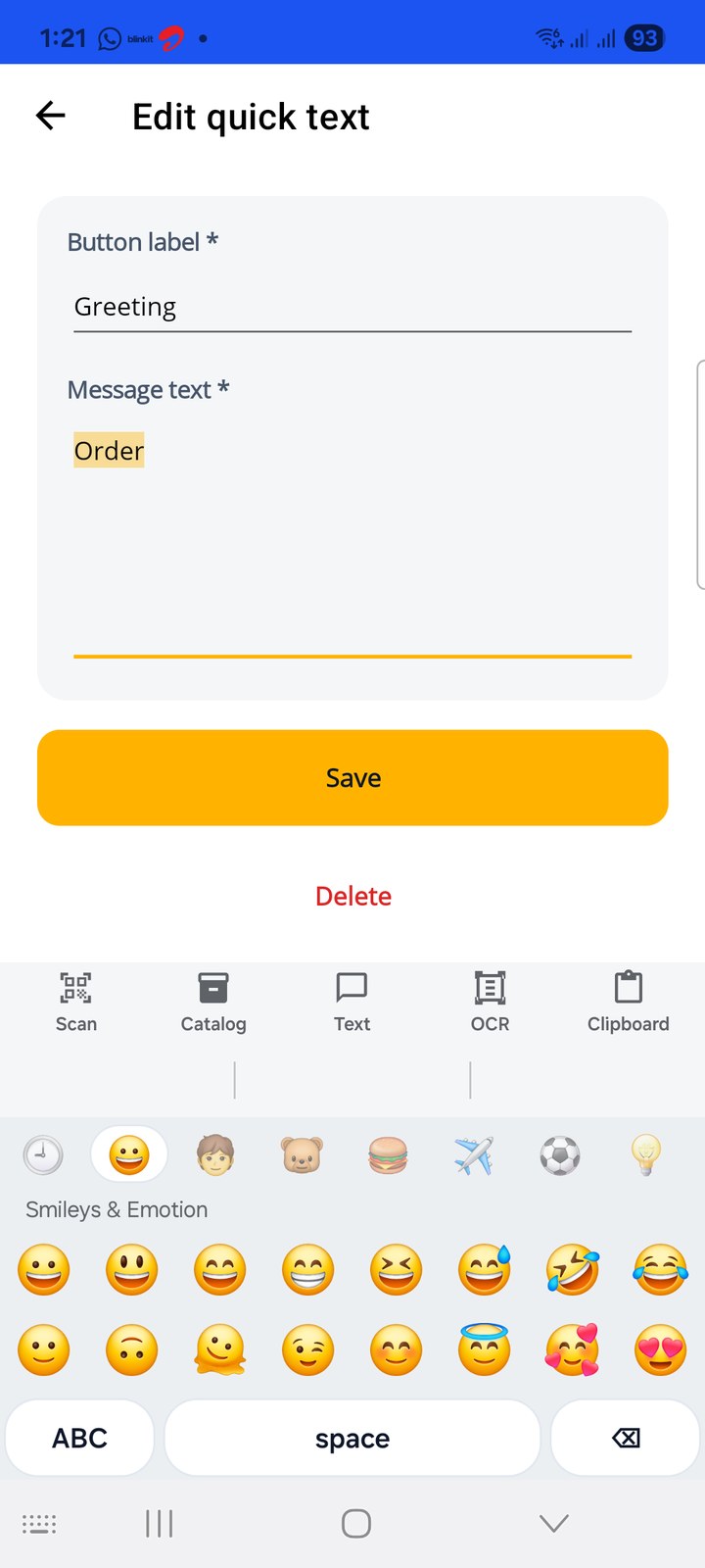 Recently used tab