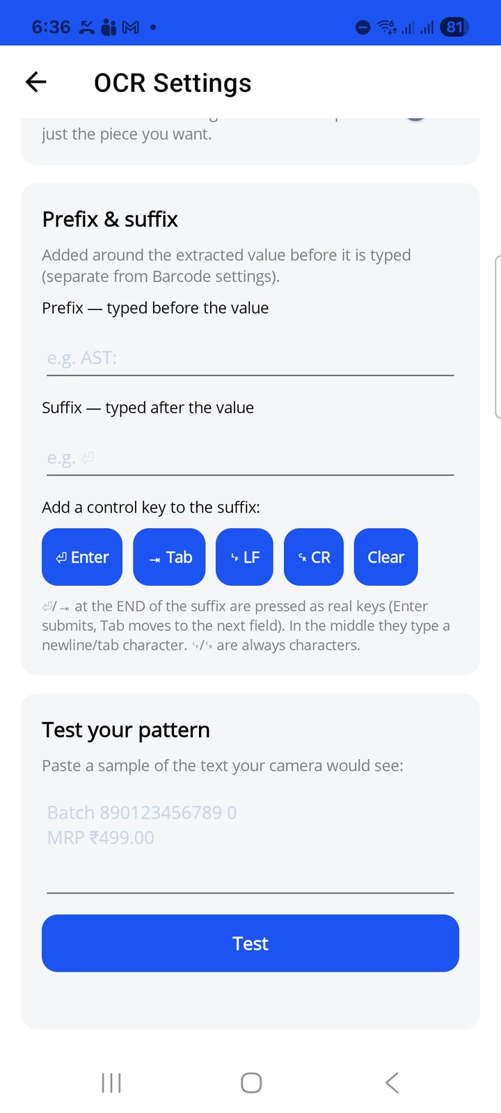 Prefix & suffix and the pattern tester