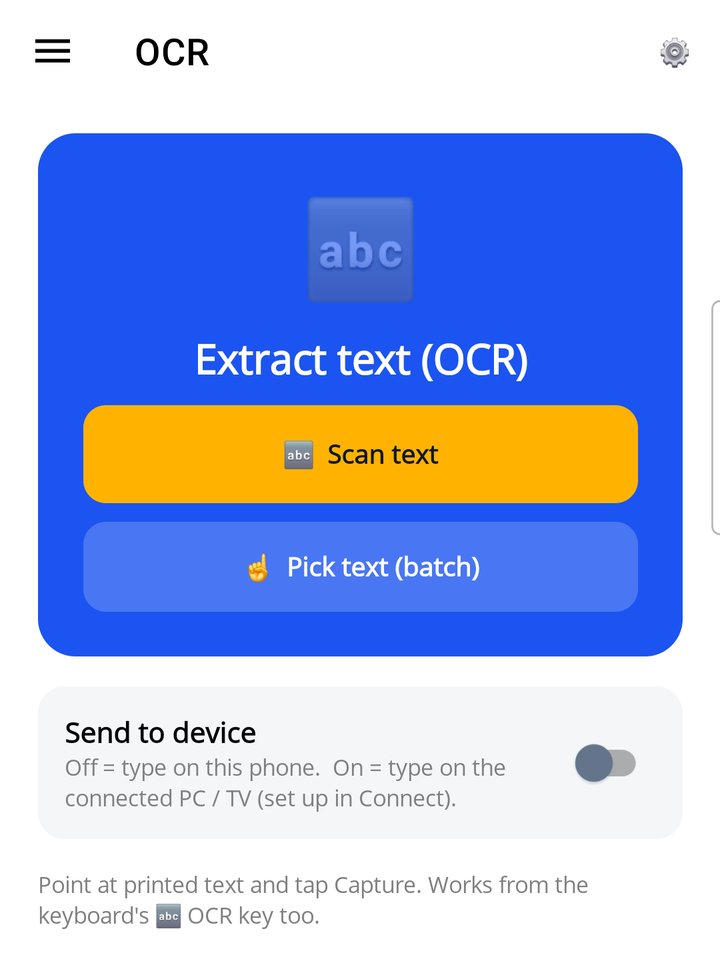 OCR page: Scan text and Pick text (batch)