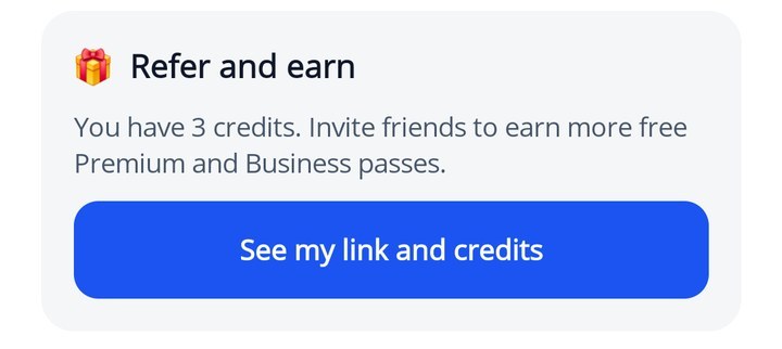 The Refer and earn card on Your Plan
