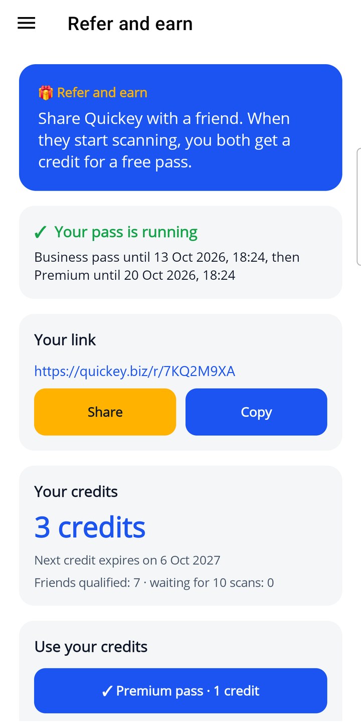 Your link, your credits and the pass that is running