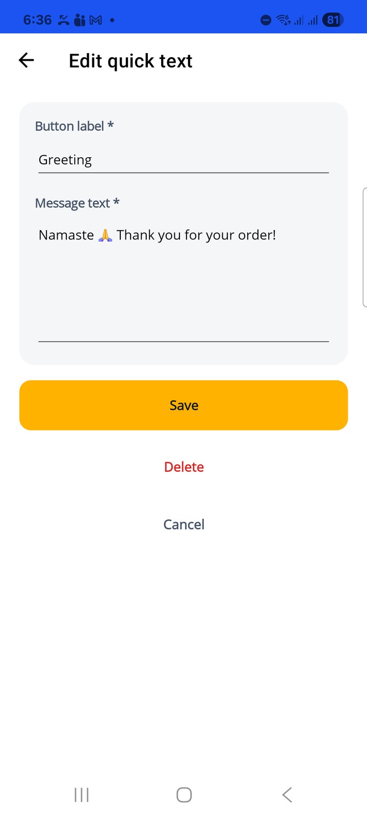 Edit quick text